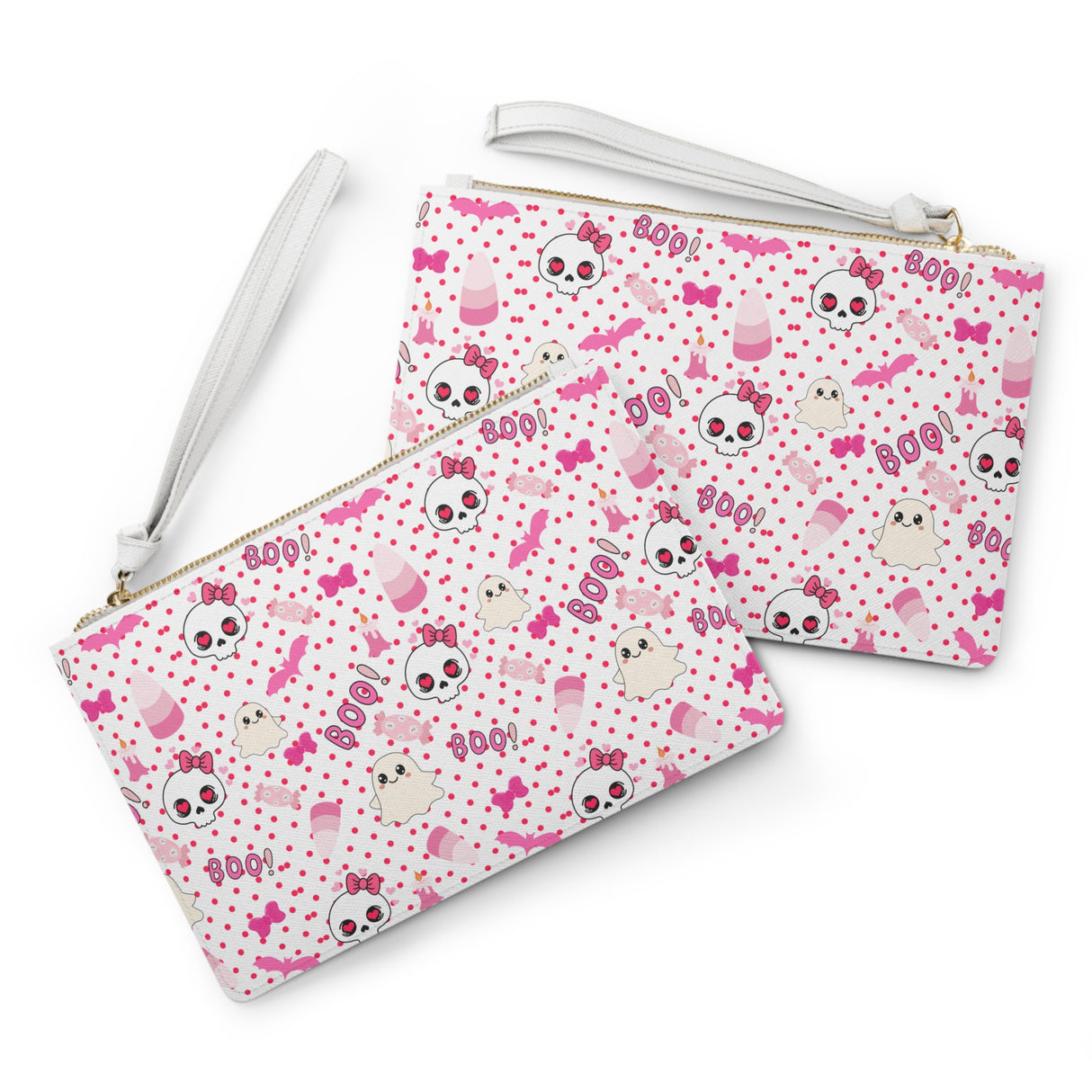 Skulls & Bows Clutch Bag - White