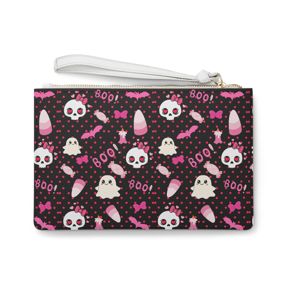 Skulls & Bows Clutch Bag - Black