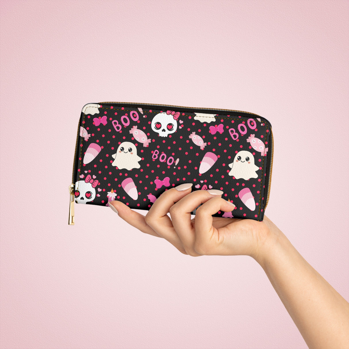 Skulls & Bows Spooky Zipper Wallet