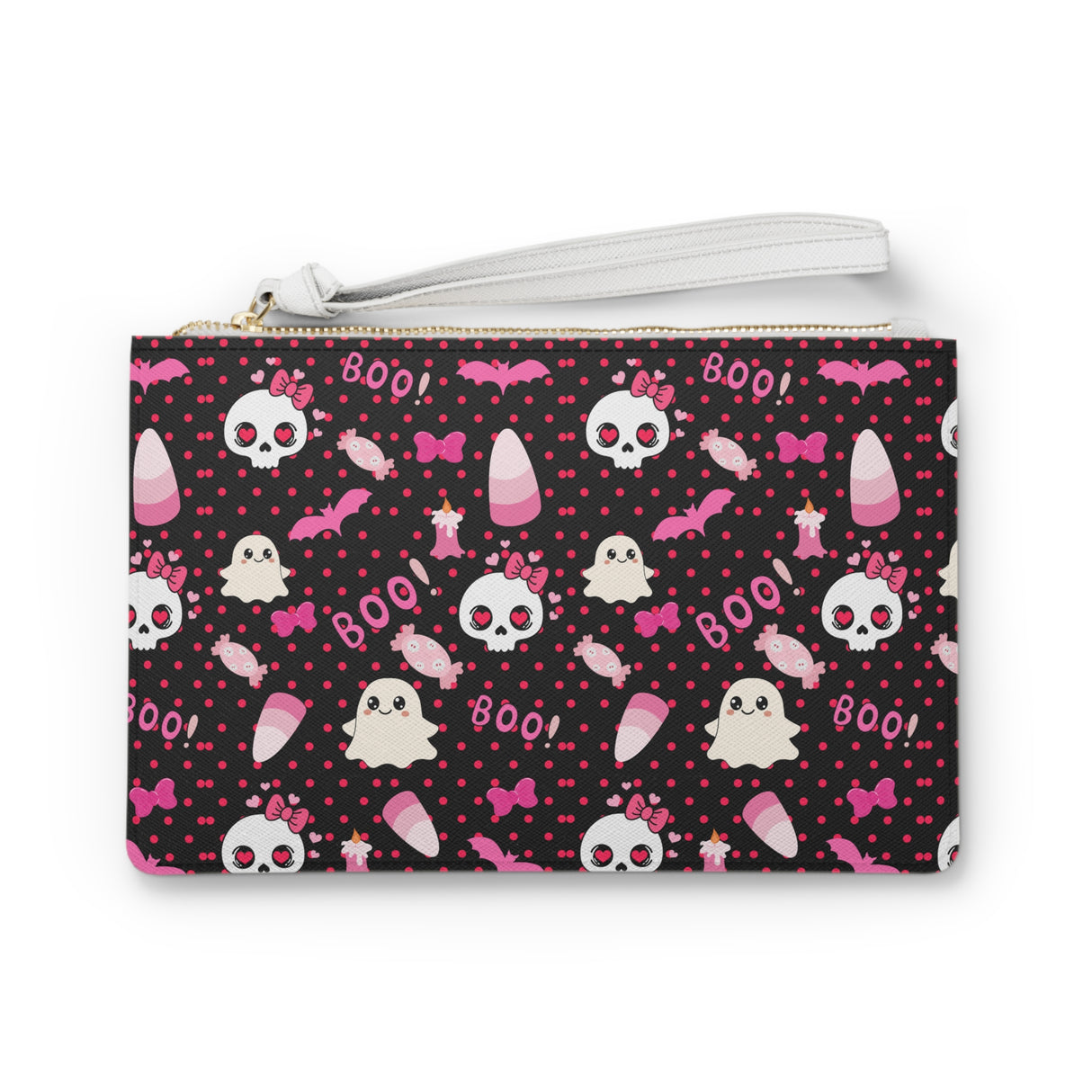 Skulls & Bows Clutch Bag - Black