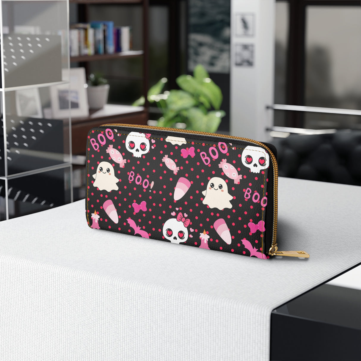 Skulls & Bows Spooky Zipper Wallet
