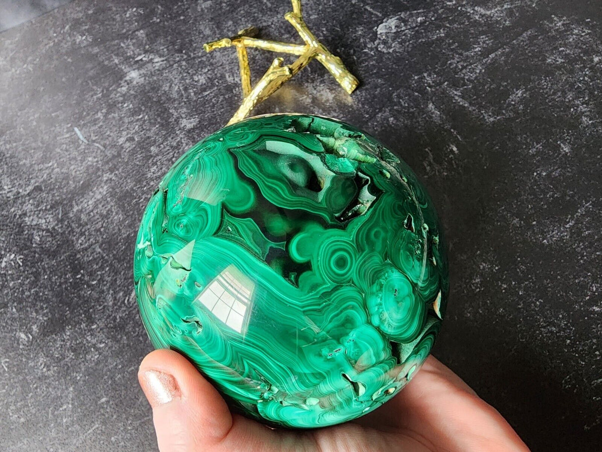 4 lb Malachite Druzy Sphere - Arcane Imports