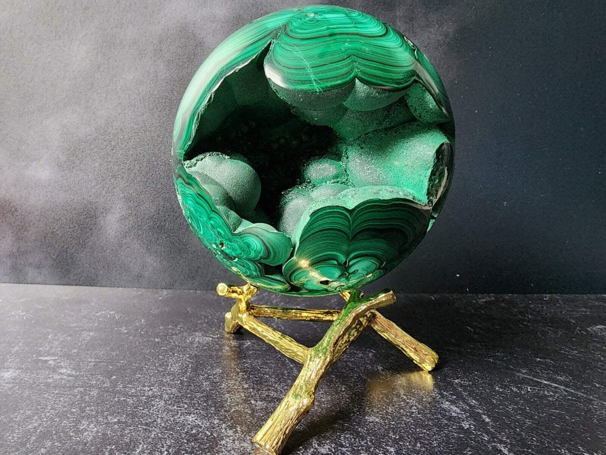 4 lb Malachite Druzy Sphere - Arcane Imports