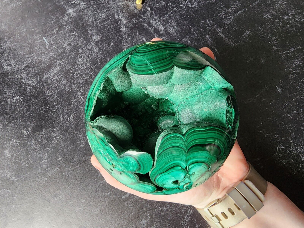 4 lb Malachite Druzy Sphere - Arcane Imports