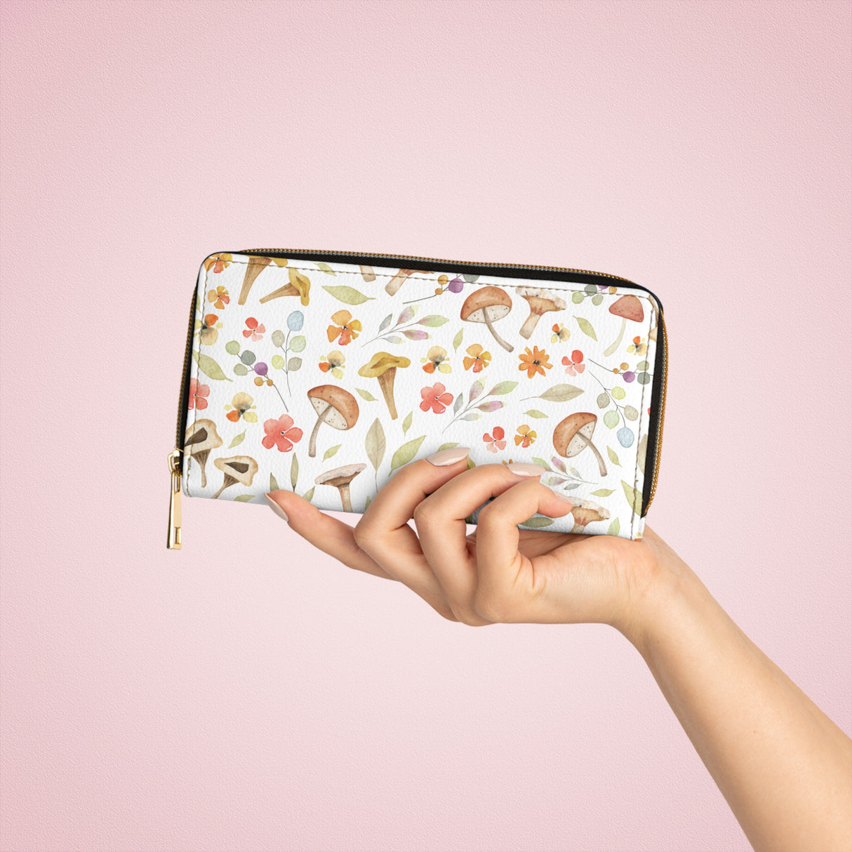 Whimsical Mushroom Zipper Wallet