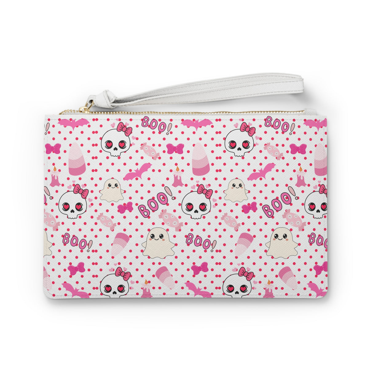 Skulls & Bows Clutch Bag - White
