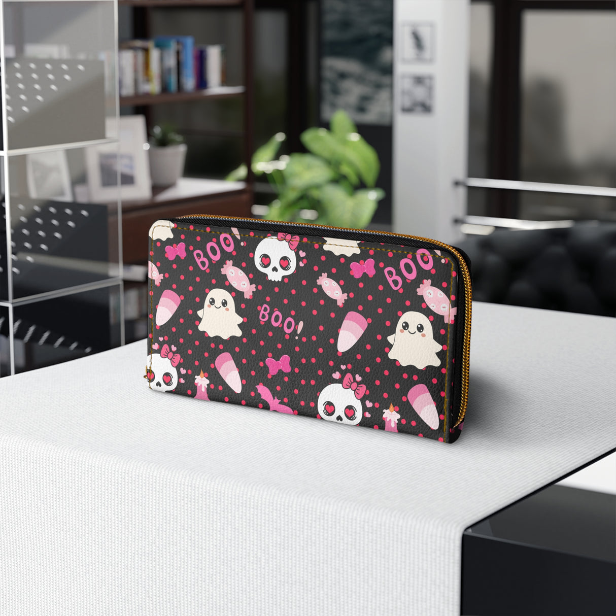 Skulls & Bows Spooky Zipper Wallet