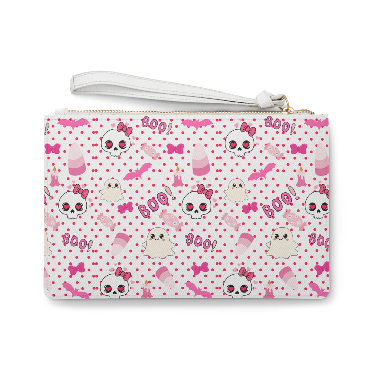 Skulls & Bows Clutch Bag - White