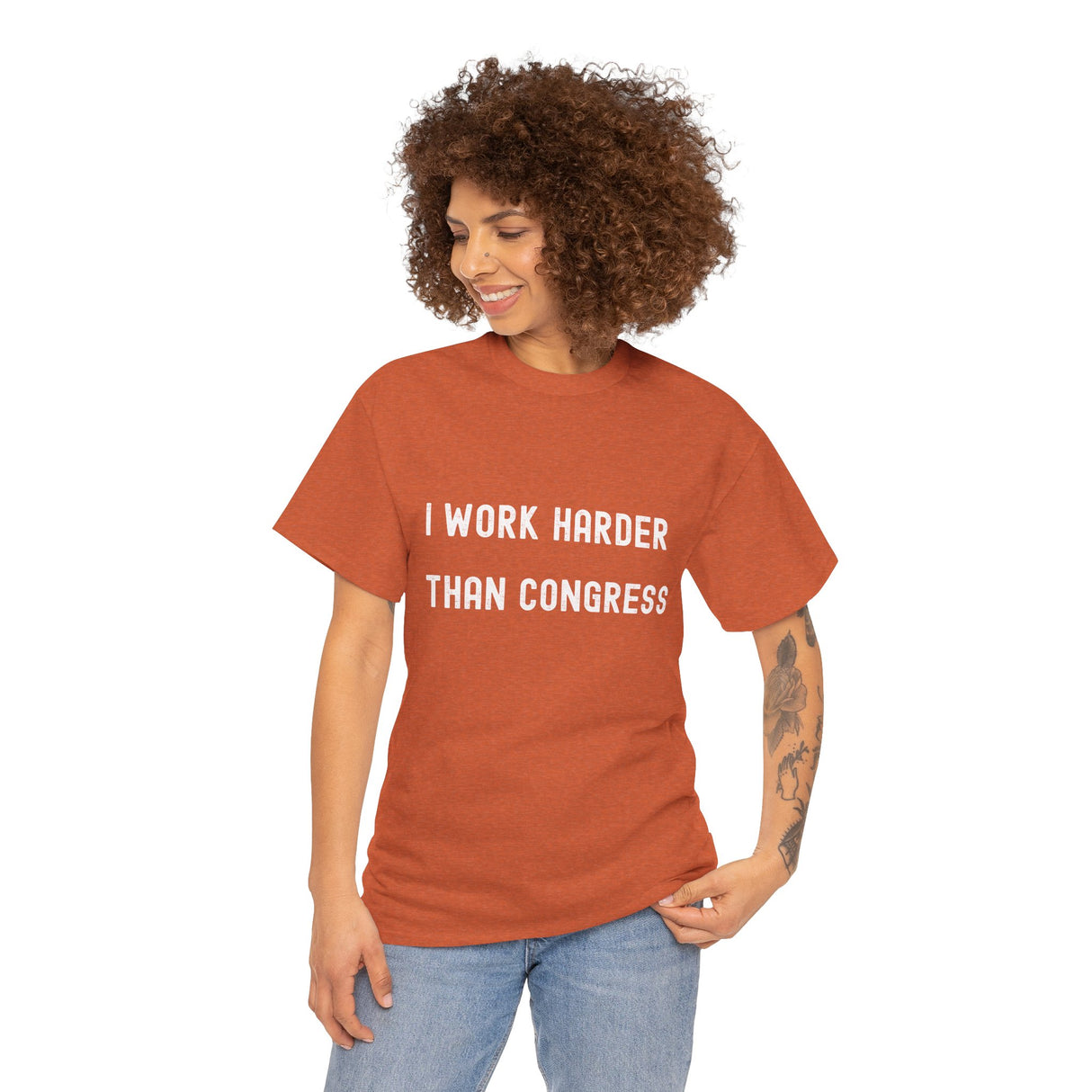 "I Work Harder Than Congress" Unisex Heavy Cotton Tee