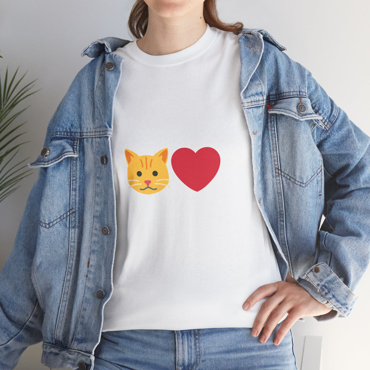 Cat Lover Emoji Unisex Heavy Cotton Tee