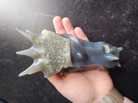 Agate Dragon Head with Druzy - Arcane Imports