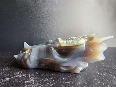 Agate Dragon Head with Druzy - Arcane Imports