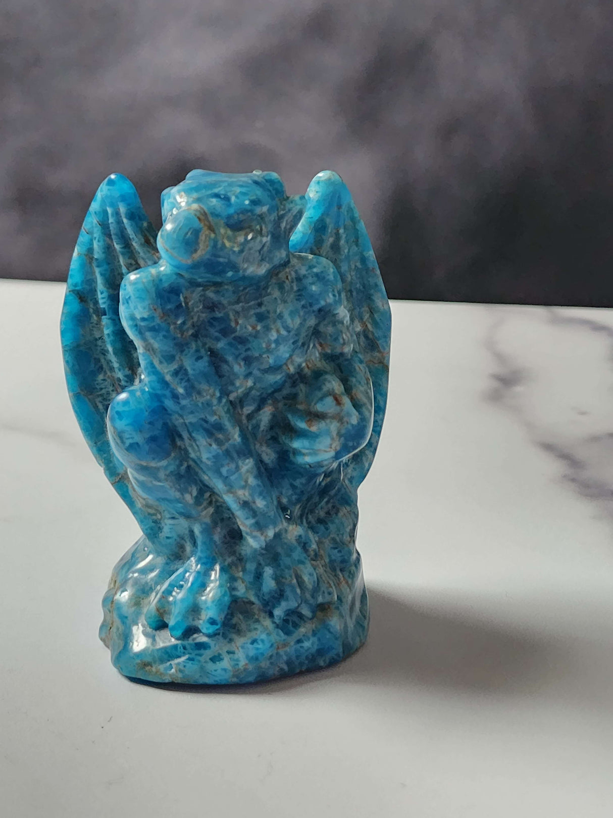 Blue Apatite Gargoyle Carving - Arcane Imports