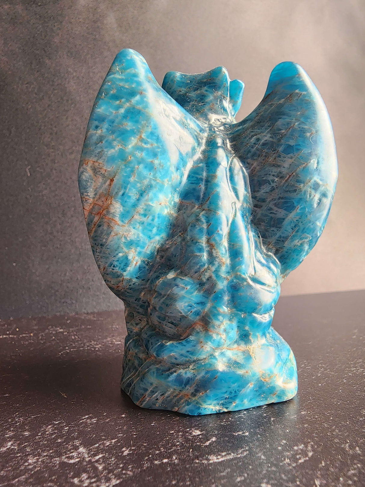 Blue Apatite Gargoyle Carving - Arcane Imports