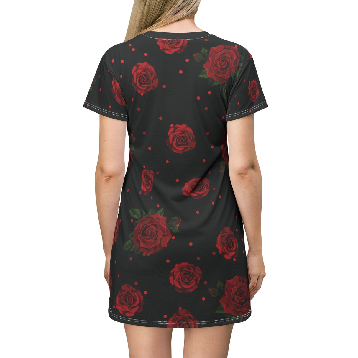 Chic Floral T-Shirt Dress with Roses - Arcane Imports