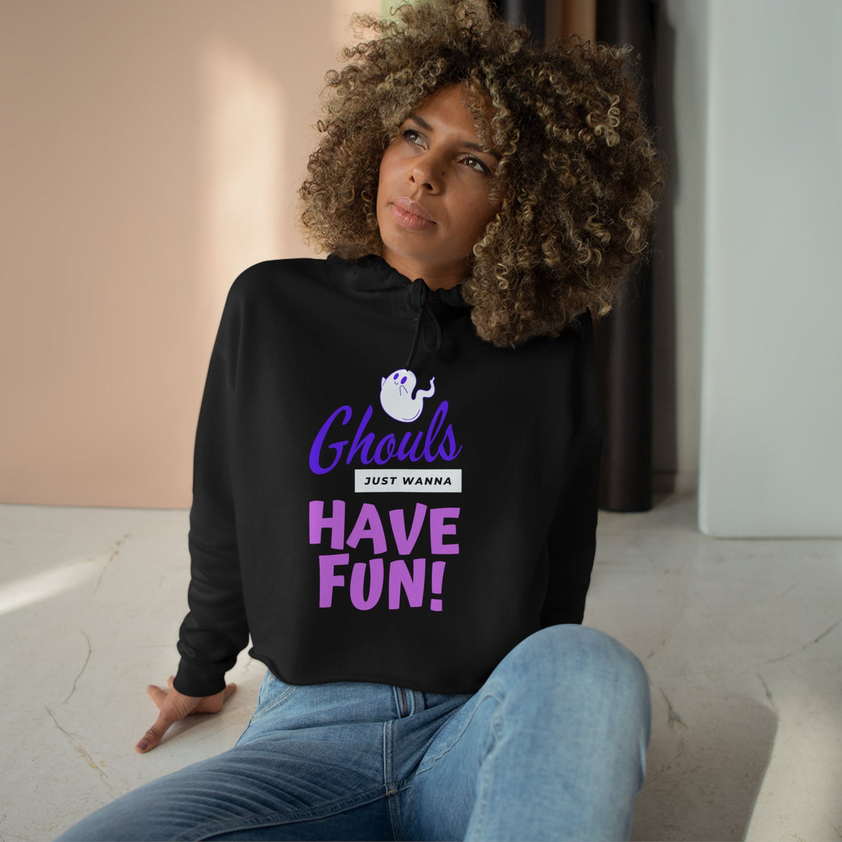 Ghouls Just Wanna Have Fun Crop Hoodie - Arcane Imports