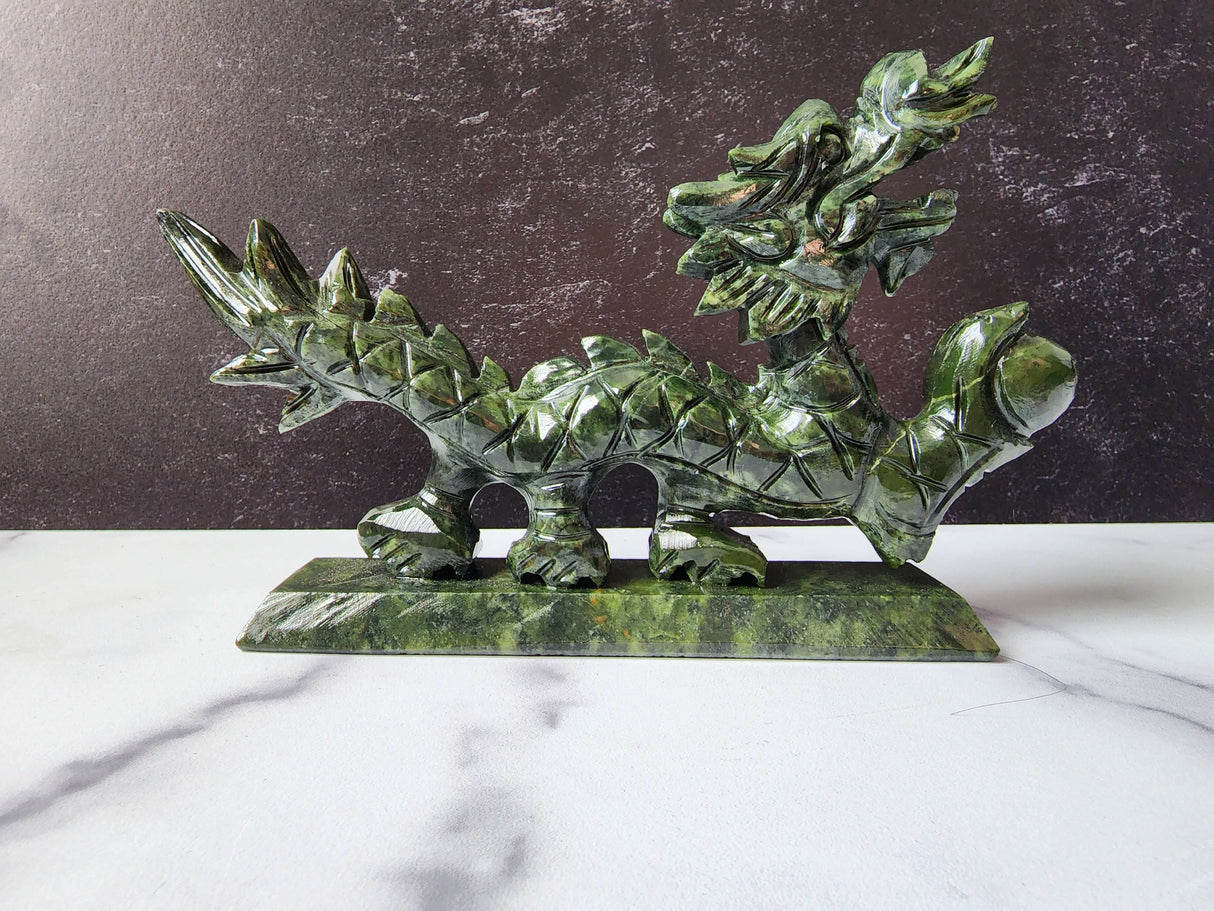 Nephrite Jade Dragon Carving - Arcane Imports