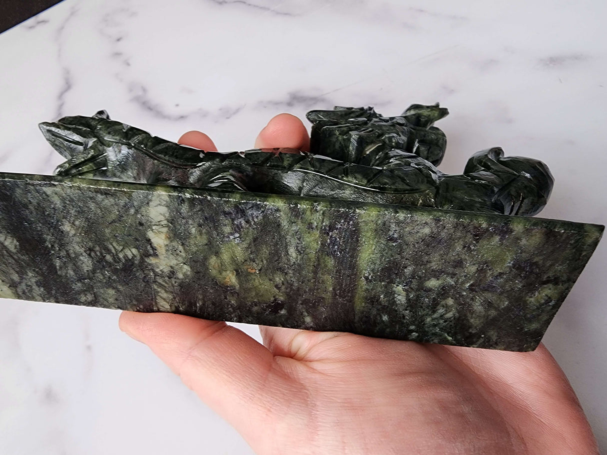 Nephrite Jade Dragon Carving - Arcane Imports