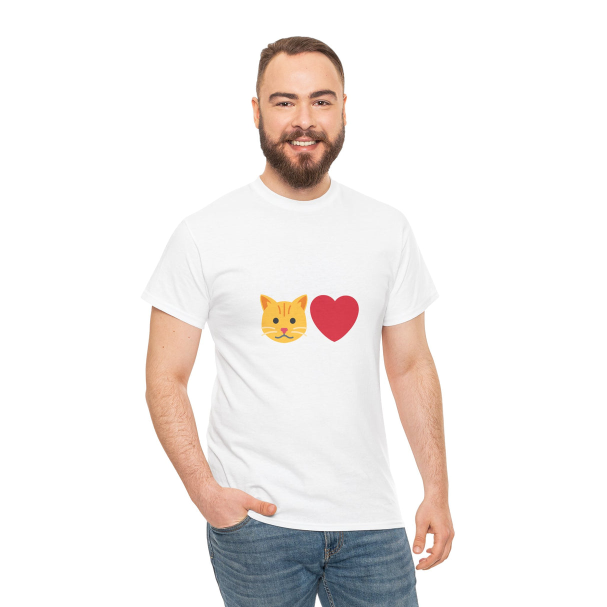 Cat Lover Emoji Unisex Heavy Cotton Tee