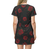Chic Floral T-Shirt Dress with Roses - Arcane Imports