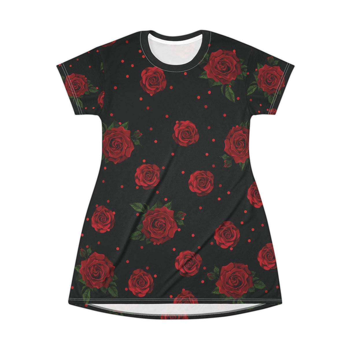 Chic Floral T-Shirt Dress with Roses - Arcane Imports