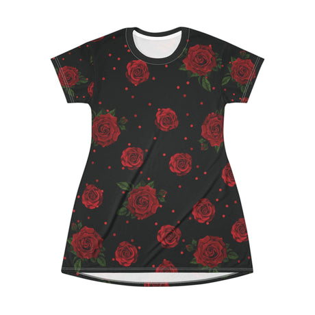 Chic Floral T-Shirt Dress with Roses - Arcane Imports