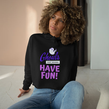 Ghouls Just Wanna Have Fun Crop Hoodie - Arcane Imports